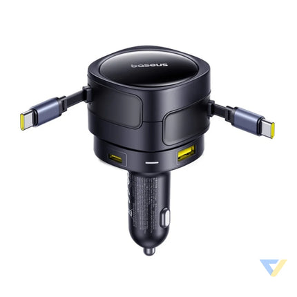 Baseus Enjoyment Max car charger with USB C + USB C cables and USB A + USB C ports 90W Black Car chargers