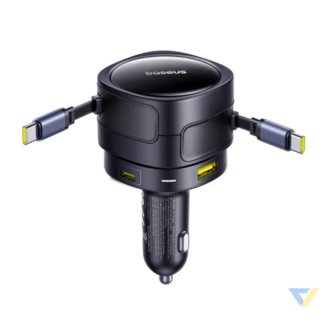 Baseus Enjoyment Max car charger with USB C + USB C cables and USB A + USB C ports 90W Black Car chargers