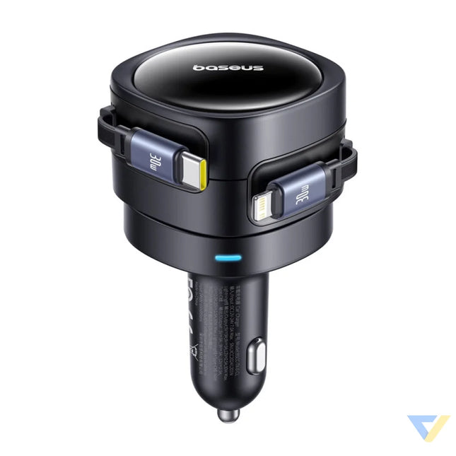 Baseus Enjoyment Max car charger with USB C + Lightning cables 60W Black Car chargers