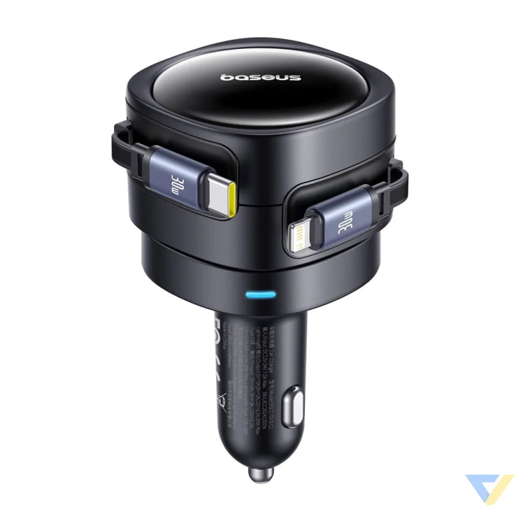 Baseus Enjoyment Max car charger with USB C + Lightning cables 60W Black Car chargers