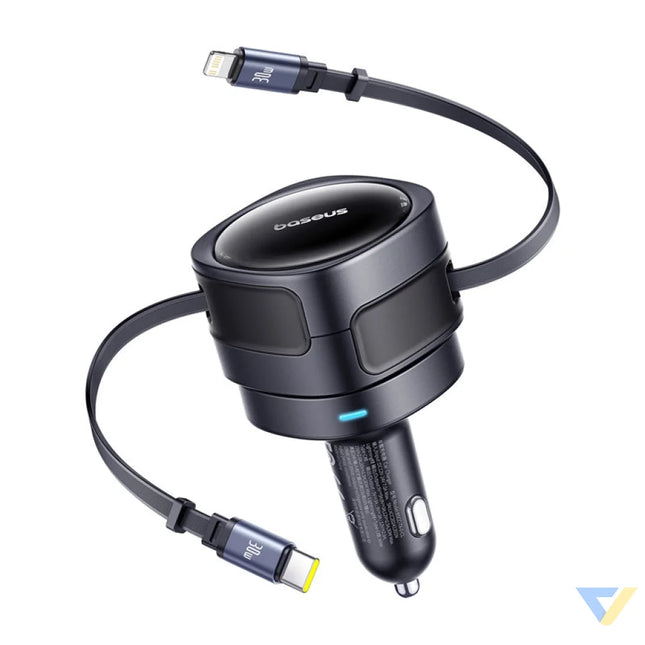 Baseus Enjoyment Max car charger with USB C + Lightning cables 60W Black Car chargers
