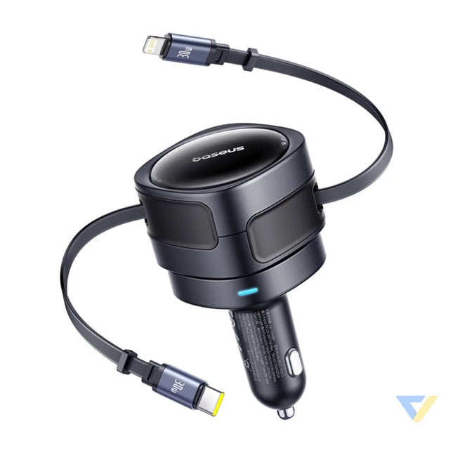 Baseus Enjoyment Max car charger with USB C + Lightning cables 60W Black Car chargers