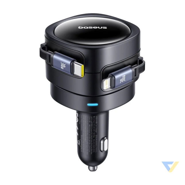 Baseus Enjoyment Max car charger with USB C + Lightning cables 60W Black Car chargers