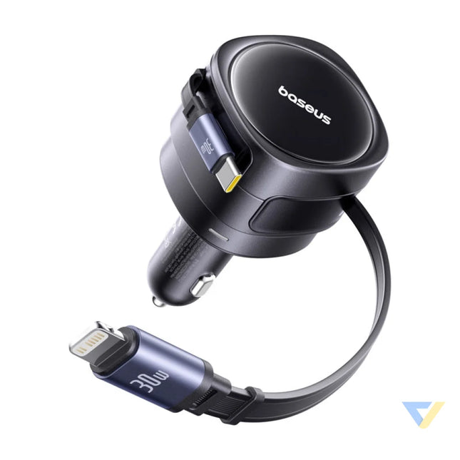 Baseus Enjoyment Max car charger with USB C + Lightning cables 60W Black Car chargers