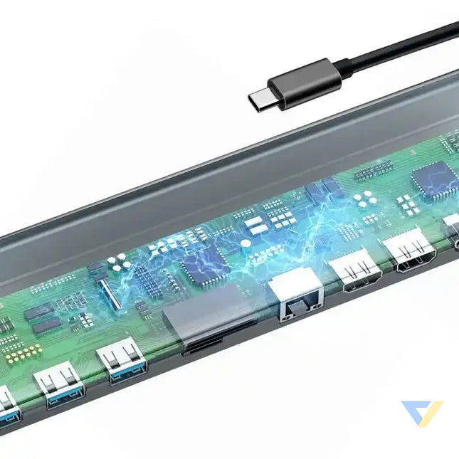 Baseus Enjoyment Series Multi functional Type C intelligent HD HUB（PD/HD4K*2/VGA/RJ45/SD/TF/USB*3/Audio*1/Stand)Dark