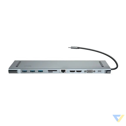 Baseus Enjoyment Series Multi functional Type C intelligent HD HUB（PD/HD4K*2/VGA/RJ45/SD/TF/USB*3/Audio*1/Stand)Dark