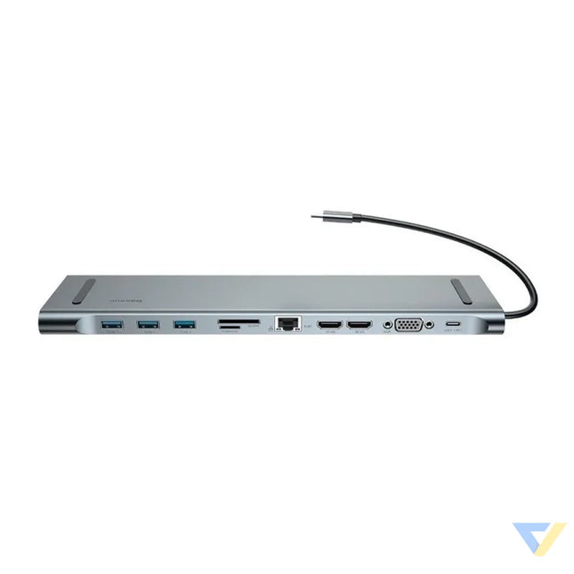 Baseus Enjoyment Series Multi functional Type C intelligent HD HUB（PD/HD4K*2/VGA/RJ45/SD/TF/USB*3/Audio*1/Stand)Dark