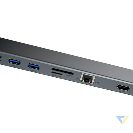 Baseus Enjoyment Series Multi functional Type C intelligent HD HUB（PD/HD4K*2/VGA/RJ45/SD/TF/USB*3/Audio*1/Stand)Dark