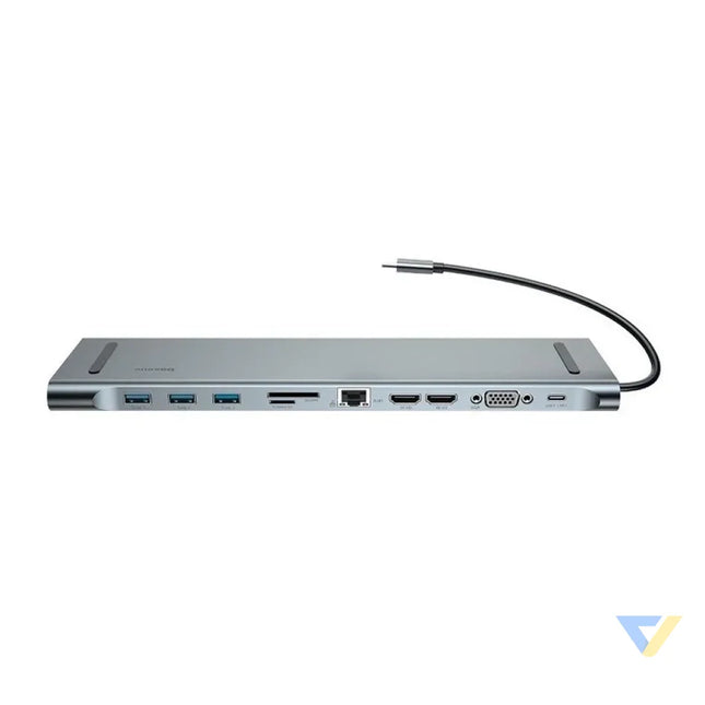 Baseus Enjoyment Series Multi functional Type C intelligent HD HUB（PD/HD4K*2/VGA/RJ45/SD/TF/USB*3/Audio*1/Stand)Dark