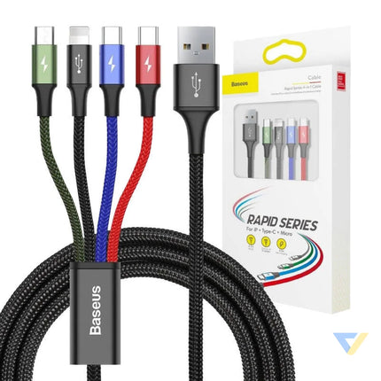 Baseus Fast USB Cable 4in1 2xUSB C / Lightning / Micro 3,5A 1,2m Black Combo Cables