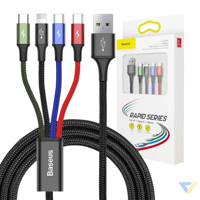 Baseus Fast USB Cable 4in1 2xUSB C / Lightning / Micro 3,5A 1,2m Black Combo Cables