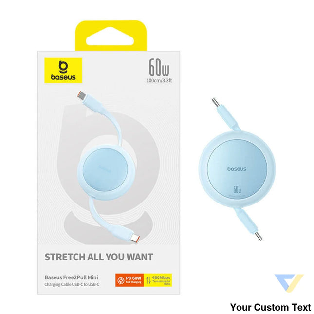 Baseus Free2Pull Mini USB C to USB C 60W USB cable 1m (blue) USB C to USB C