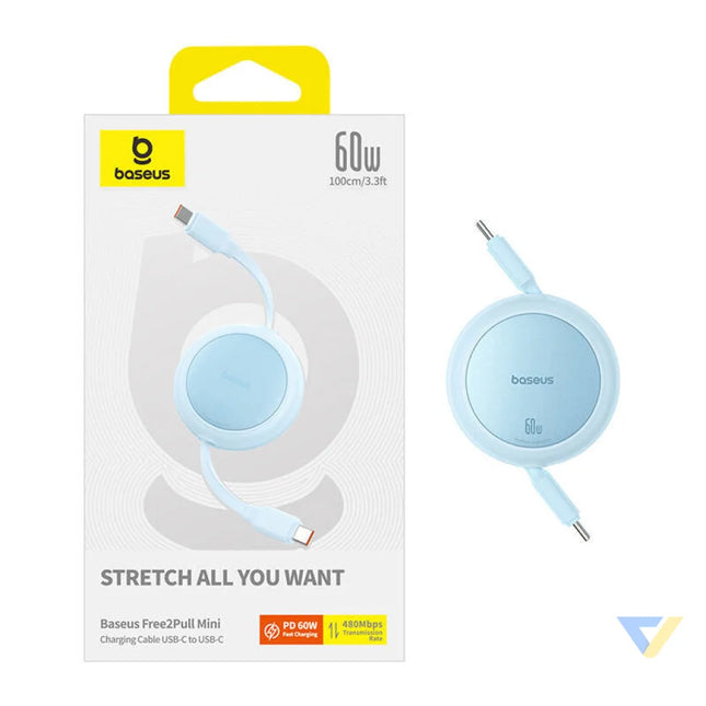 Baseus Free2Pull Mini USB C to USB C 60W USB cable 1m (blue) USB C to USB C