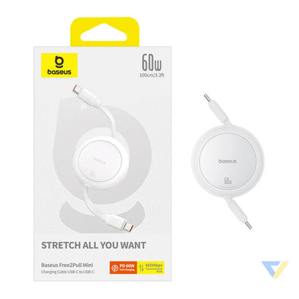 Baseus Free2Pull Mini USB C to USB C USB cable 60W 1 (white) USB C to USB C