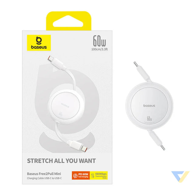 Baseus Free2Pull Mini USB C to USB C USB cable 60W 1 (white) USB C to USB C