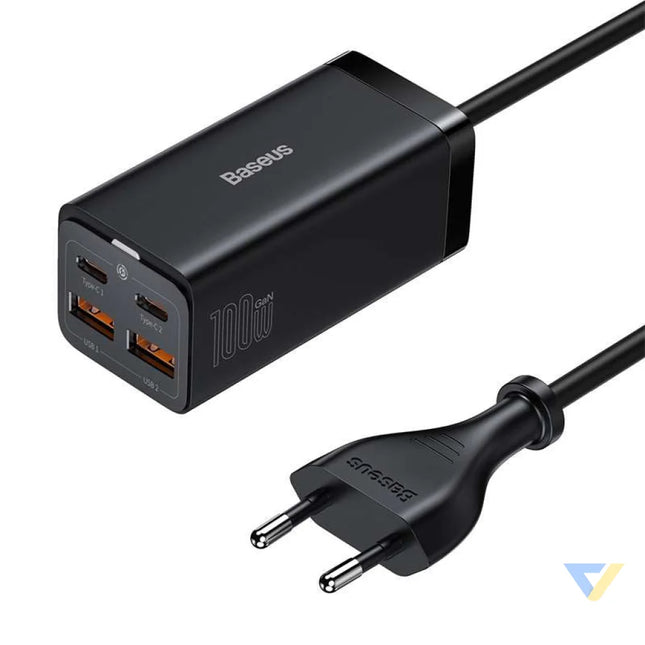 Baseus GaN3 Pro wall charger 2xUSB C + 2xUSB 100W (black) mains chargers