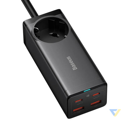 Baseus GaN3 Pro wall charger / powerstrip 2xUSB + 2xUSB C + AC 100W (black) mains chargers