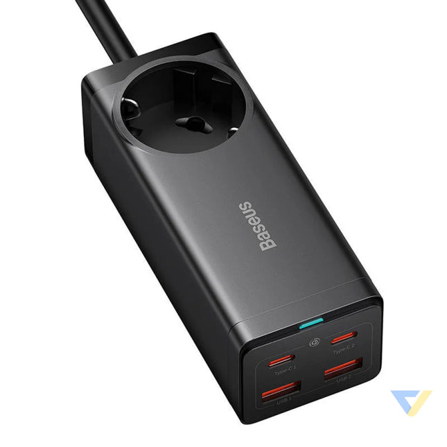 Baseus GaN3 Pro wall charger / powerstrip 2xUSB + 2xUSB C + AC 100W (black) mains chargers