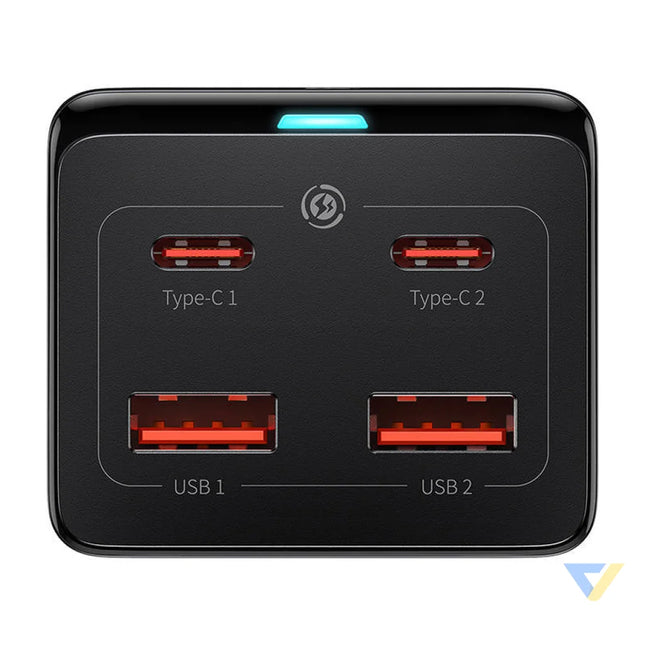 Baseus GaN3 Pro wall charger / powerstrip 2xUSB + 2xUSB C + AC 100W (black) mains chargers