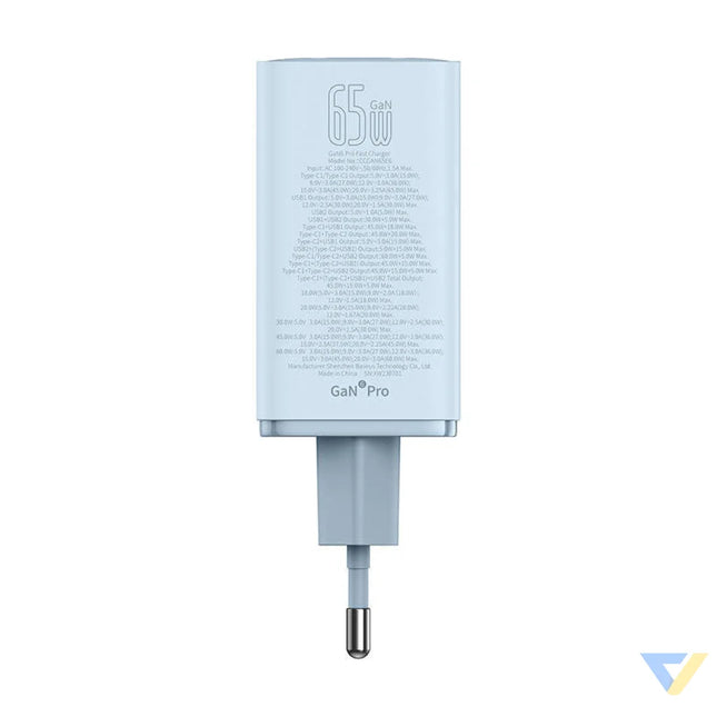 Baseus GAN6 Pro Fast Charger 2xUSB C + 2xUSB 65W (blue) mains chargers
