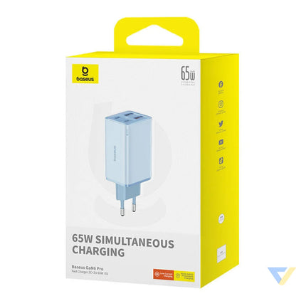 Baseus GAN6 Pro Fast Charger 2xUSB C + 2xUSB 65W (blue) mains chargers