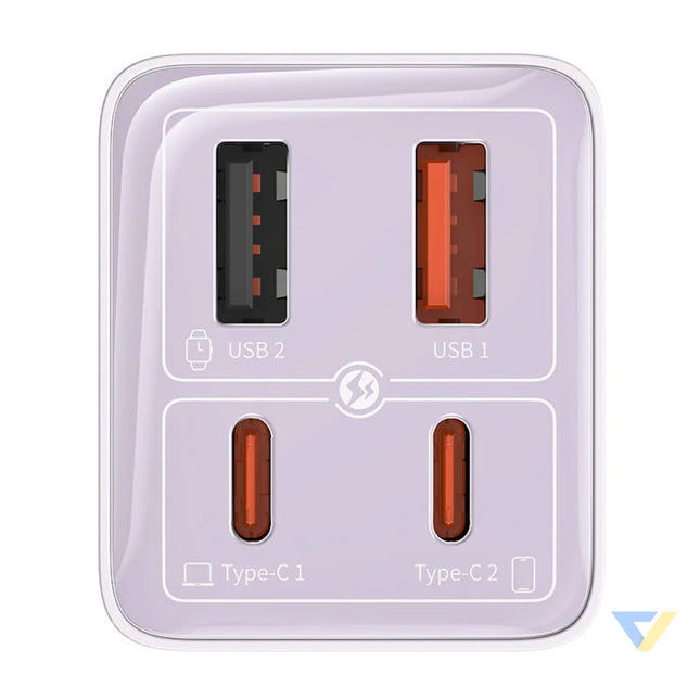 Baseus GAN6 Pro Fast Charger 2xUSB C + 2xUSB 65W (purple) mains chargers