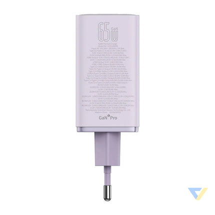Baseus GAN6 Pro Fast Charger 2xUSB C + 2xUSB 65W (purple) mains chargers