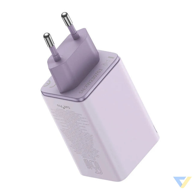 Baseus GAN6 Pro Fast Charger 2xUSB C + 2xUSB 65W (purple) mains chargers