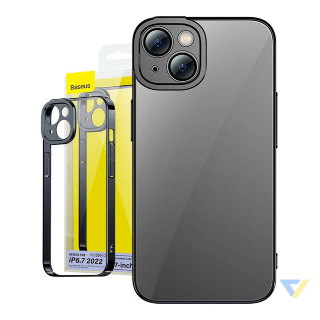 Baseus Glitter Transparent Case and Tempered Glass set for iPhone 14 Plus (black) For smartphones