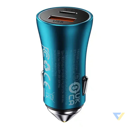 Baseus Golden Contactor Max car charger USB + USB C 60W (blue) Car chargers