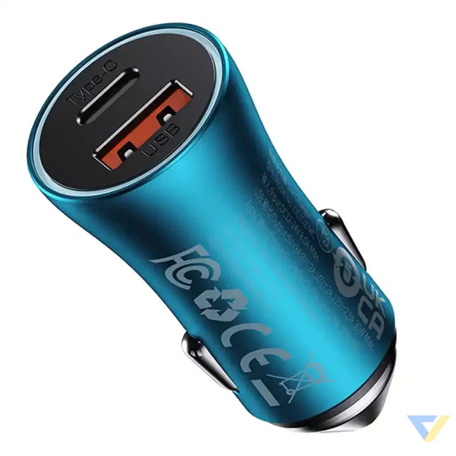 Baseus Golden Contactor Max car charger USB + USB C 60W (blue) Car chargers
