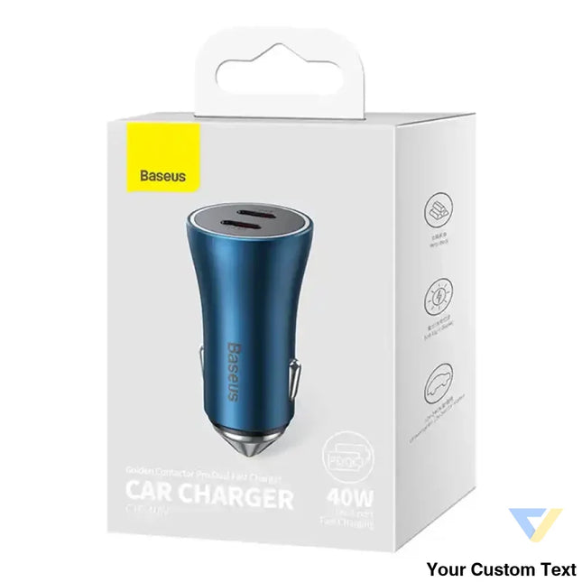 Baseus Golden Contactor Pro car charger 2x USB C 40W (blue) Car chargers