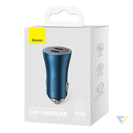 Baseus Golden Contactor Pro car charger 2x USB C 40W (blue) Car chargers