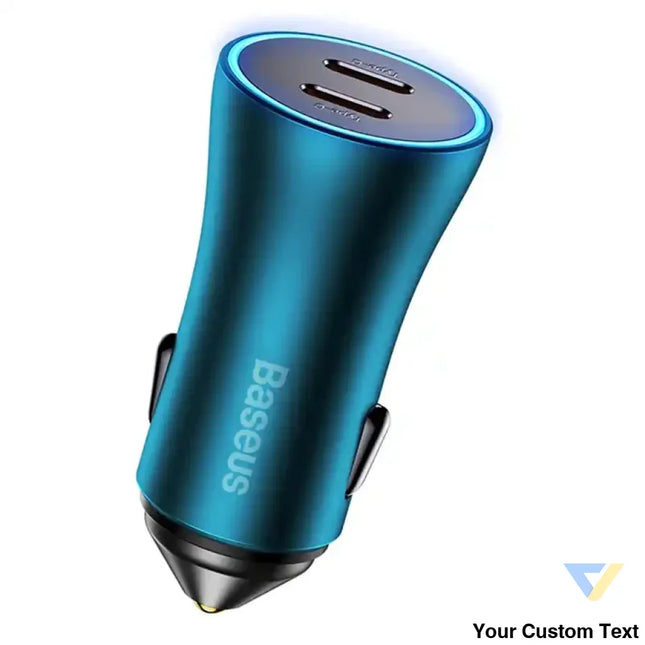Baseus Golden Contactor Pro car charger 2x USB C 40W (blue) Car chargers