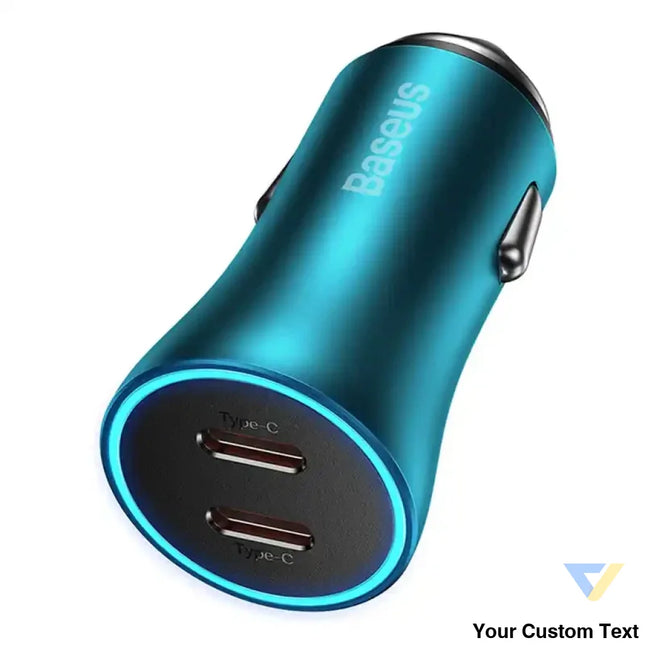 Baseus Golden Contactor Pro car charger 2x USB C 40W (blue) Car chargers