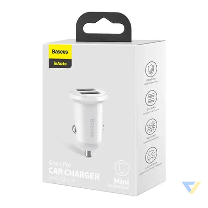 Baseus Grain Pro Car Charger 2x USB 4.8A (white) Car chargers