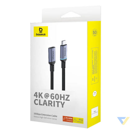 Baseus High Definition extension cable USB C Male to Female 10Gbps 0,5m (black) USB cables
