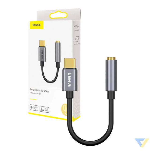 Baseus L54 Audio Adapter USB C + mini jack 3,5mm (Black + Gray) Audio adapters