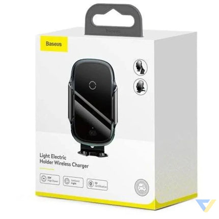 Baseus Light Electric Car Holder with Qi inductive charger (Black) Phone holders