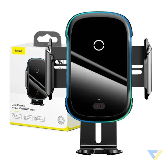 Baseus Light Electric Car Holder with Qi inductive charger (Black) Phone holders