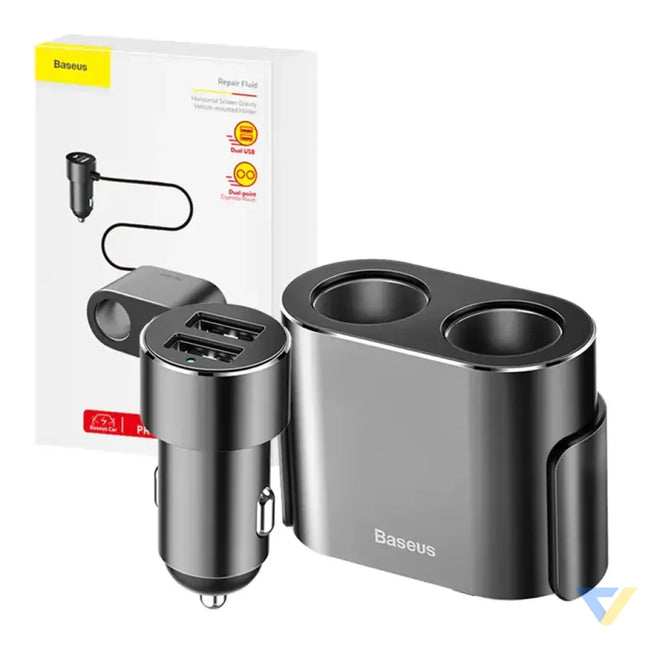 Baseus Lighter socket splitter 2xUSB 3,1A 100W (Black) Car chargers
