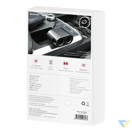 Baseus Lighter socket splitter 2xUSB 3,1A 100W (Black) Car chargers