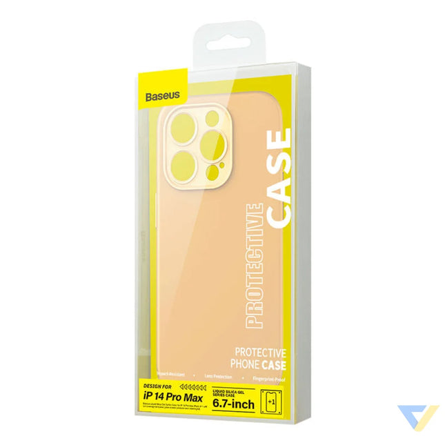 Baseus Liquid Silica Gel Case for iPhone 14 Pro Max (Sunglow) + tempered glass + cleaning kit Protective cases for