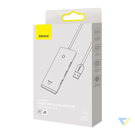 Baseus Lite Series Hub 4in1 USB to 4x USB 3.0 25cm (White) Hubs