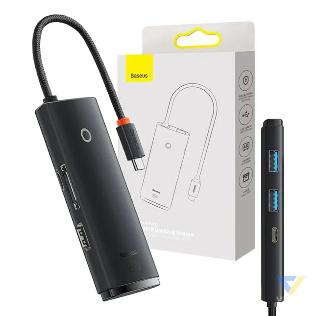 Baseus Lite Series Hub 6w1 USB C to 2x USB 3.0 + USB C + HDMI + SD/TF (black) Hubs