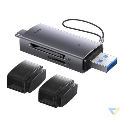 Baseus Lite Series SD/TF memory card reader USB + USB C (gray) Card readers