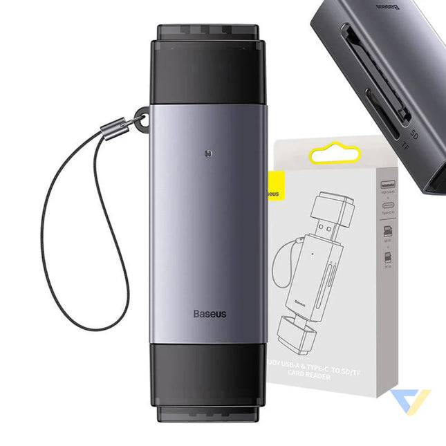 Baseus Lite Series SD/TF memory card reader USB + USB C (gray) Card readers