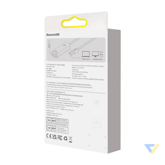 Baseus Lite Series USB to RJ45 network adapter 100Mbps (black) Adapters connectors and converters