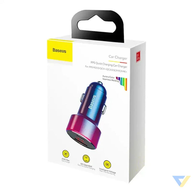 Baseus Magic USB + USB C QC 4.0 PD 45W car charger (red blue). Car chargers