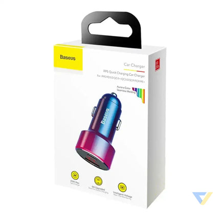 Baseus Magic USB + USB C QC 4.0 PD 45W car charger (red blue). Car chargers